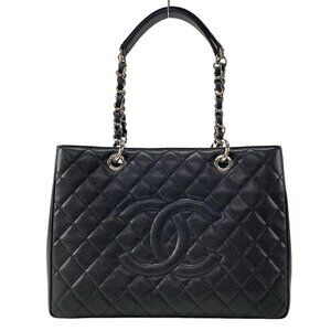 CHANEL Reprinted chain tote,GST A50995 Black Calfskin Tote Bag